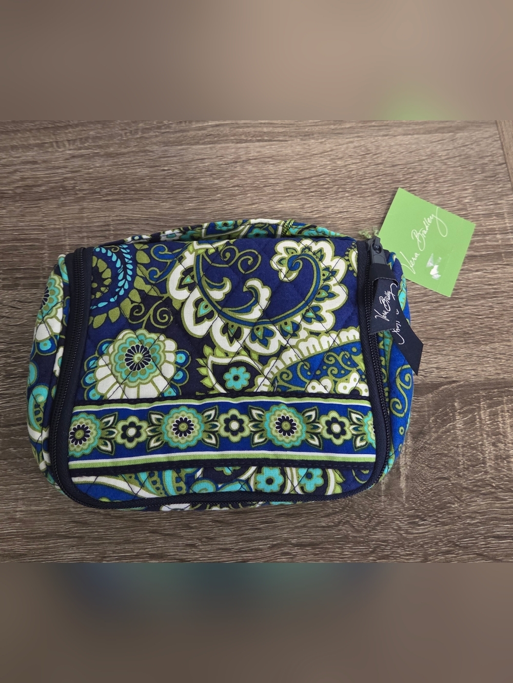 Vera Bradley Rhythm & Blues Mini Hanging Travel Makeup Organizer w/Zipper